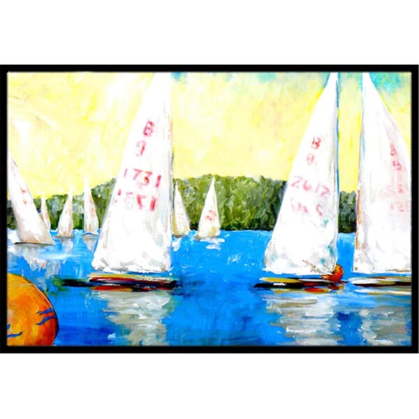 Carolines Treasures 24 x 36 in. Sailboats Round the Mark Indoor Or Outdoor Doormat MW1094JMAT - main